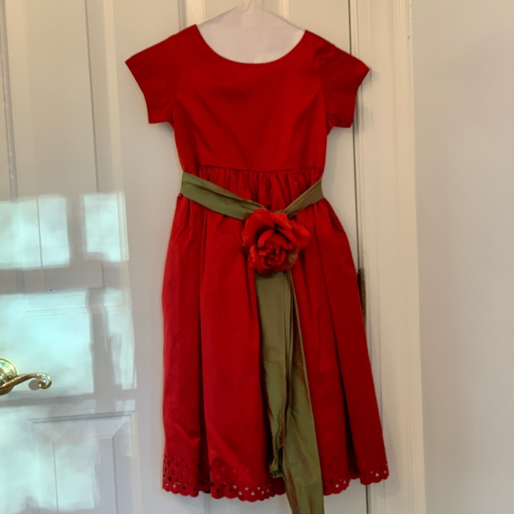 Dimples Los Angeles red silk dress w/ sash size 5